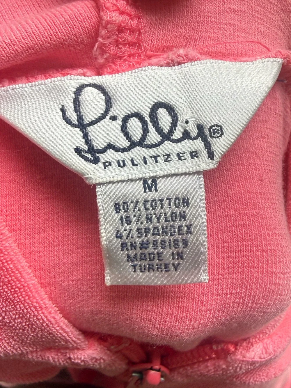 Vintage Lilly Pulitzer Pink Terry Cloth Zip Hoodie Palm Tree Logo Size M - Picture 4 of 11